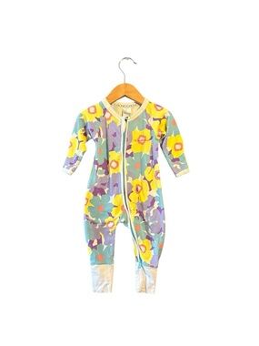 Bonds Floral Zip-Front One-Piece - Yellow, Purple, Teal